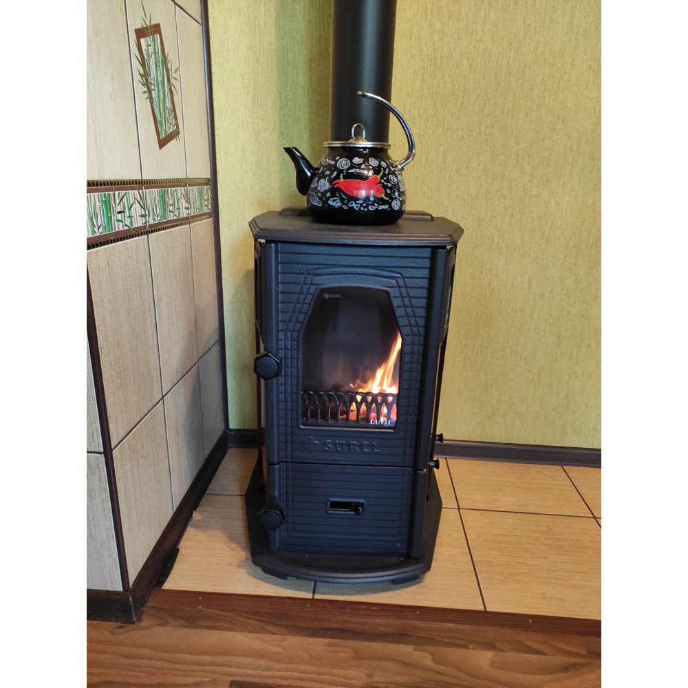 Піч камін 7 кВт, буржуйка Duval EM-5114BL (BLACK EDITION)