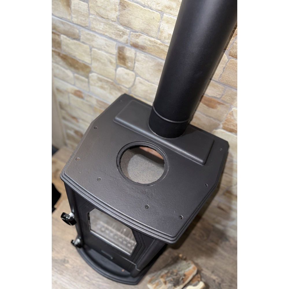 Піч камін 7 кВт, буржуйка Duval EM-5114BL (BLACK EDITION)