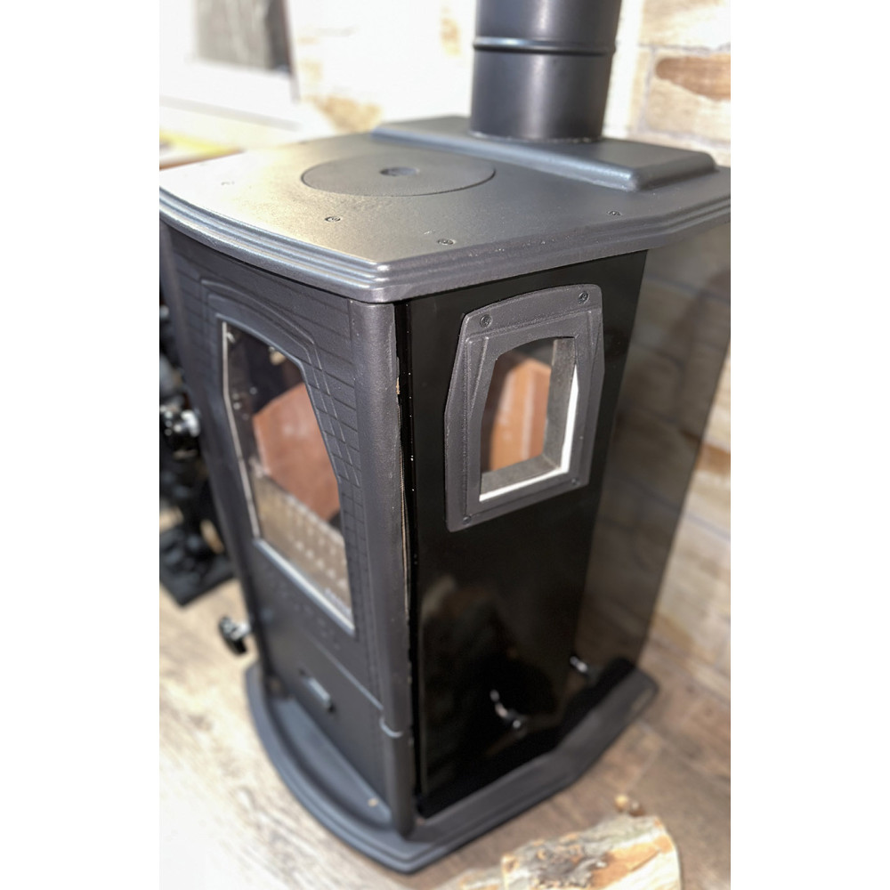 Піч камін 7 кВт, буржуйка Duval EM-5114BL (BLACK EDITION)
