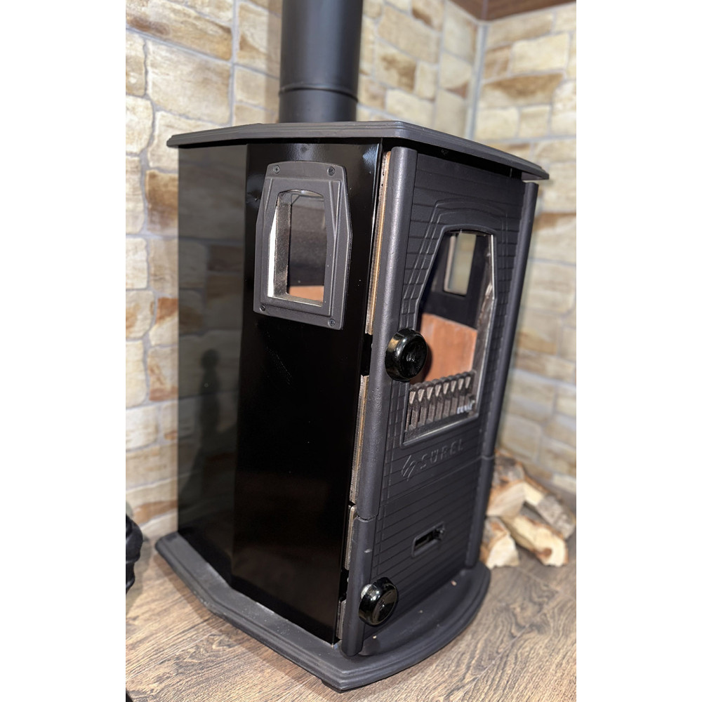 Піч камін 7 кВт, буржуйка Duval EM-5114BL (BLACK EDITION)