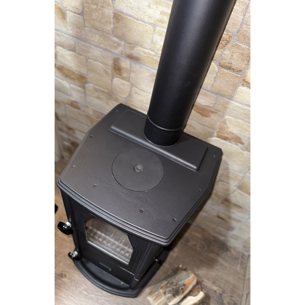 Піч камін 7 кВт, буржуйка Duval EM-5114BL (BLACK EDITION)