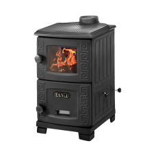 Піч камін 8 кВт, буржуйка Duval EM-203F Black зі склом