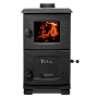 Піч камін 8 кВт, буржуйка Duval EM-203F Black зі склом