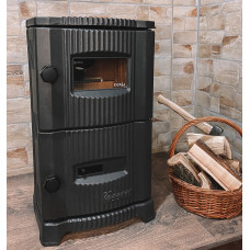 Піч камін 7кВт, буржуйка Duval EM-5150BL (BLACK EDITION) зі склом