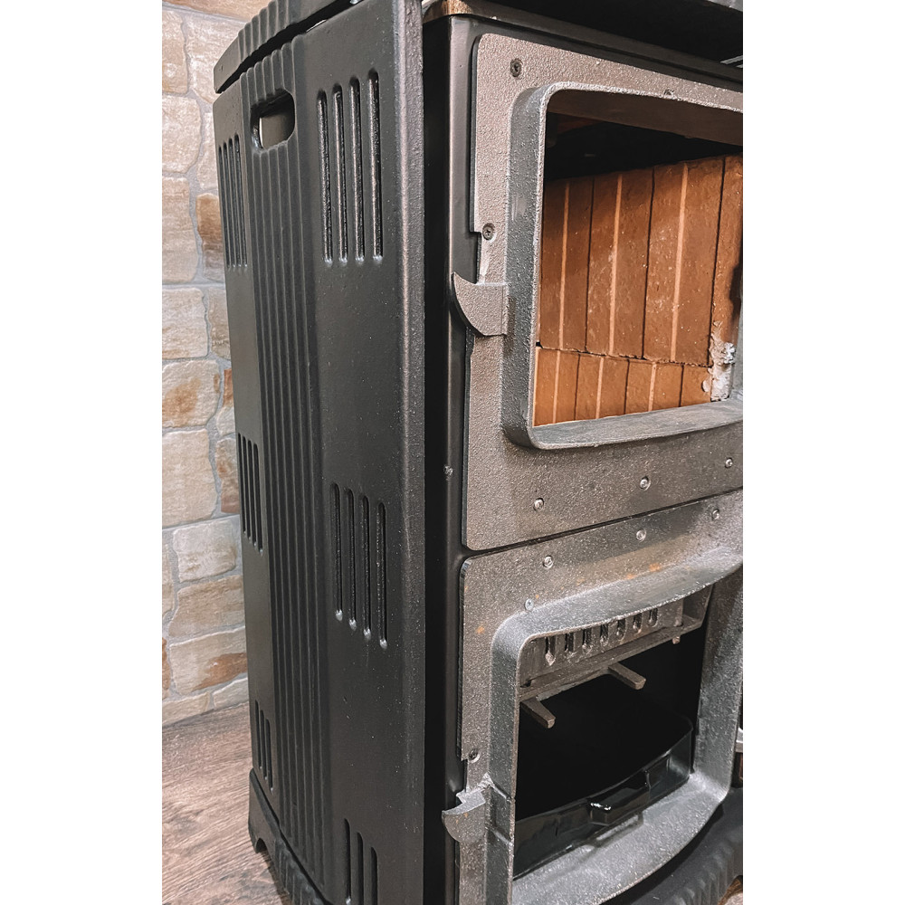 Піч камін 7кВт, буржуйка Duval EM-5150BL (BLACK EDITION) зі склом