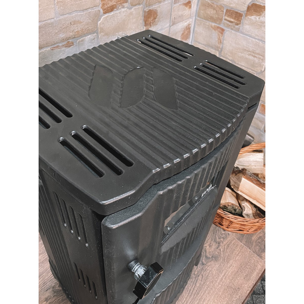 Піч камін 7кВт, буржуйка Duval EM-5150BL (BLACK EDITION) зі склом