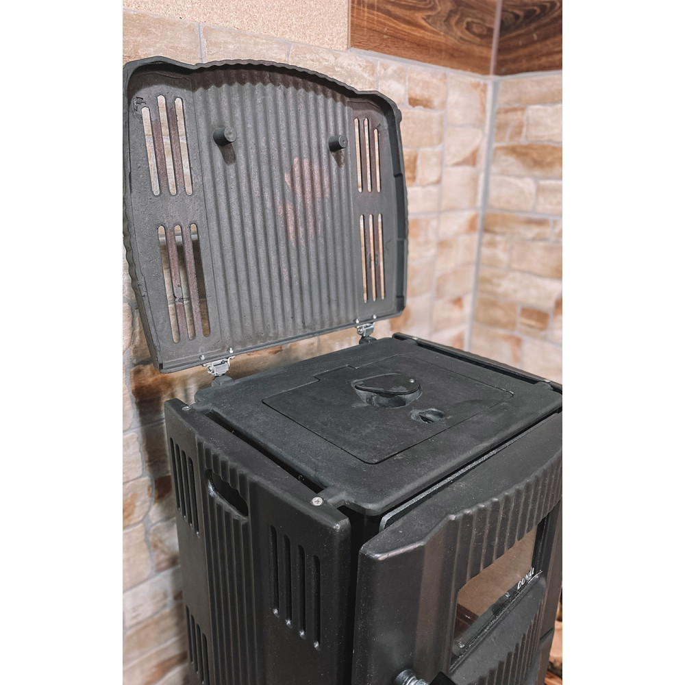 Піч камін 7кВт, буржуйка Duval EM-5150BL (BLACK EDITION) зі склом