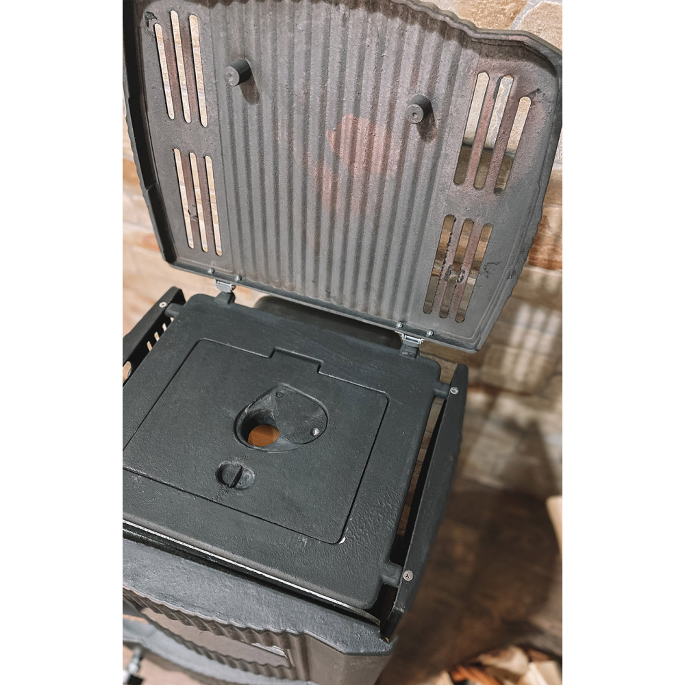 Піч камін 7кВт, буржуйка Duval EM-5150BL (BLACK EDITION) зі склом