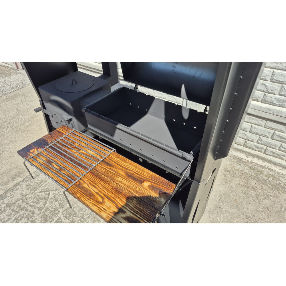 Мангал з пічкою Vulkan Bent Roof 4 мм, з дахом та коптильнею
