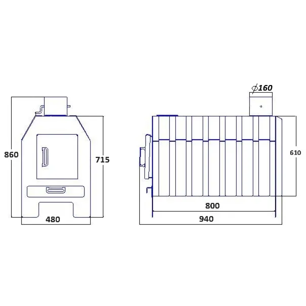 Піч булер'ян Neon ECO 600 m3 з варильною плитою