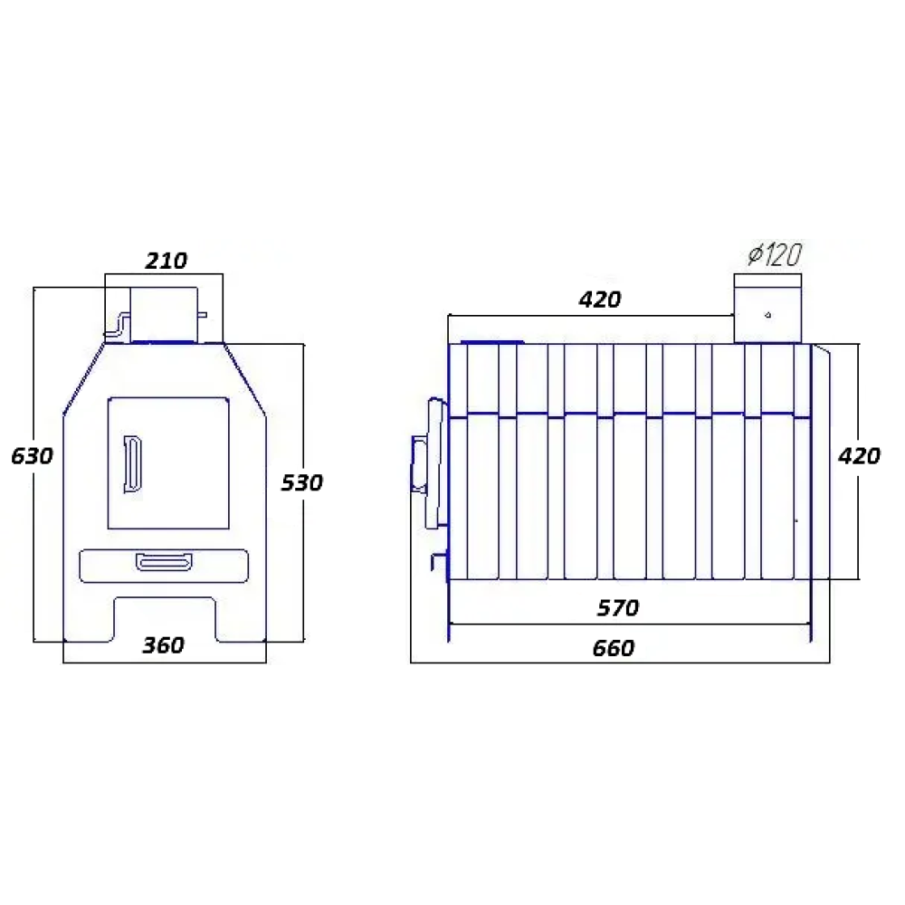 Піч булер'ян Neon 200 m3 з варочною плитою