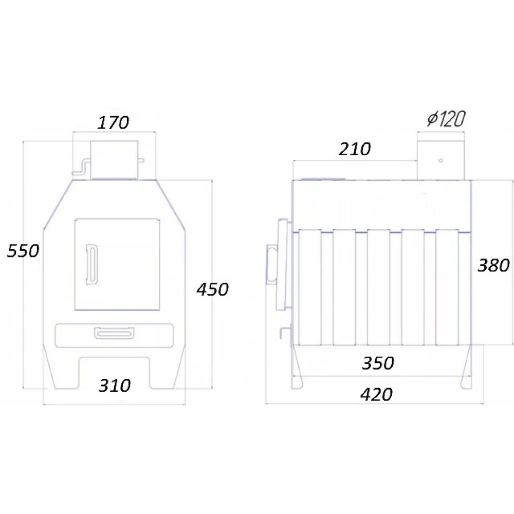 Піч булер'ян Neon ECO 80 m3 з варильною плитою