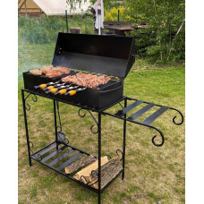 Мангал із кришкою барбекю MTLZ 12 шампурів 3 мм, кований