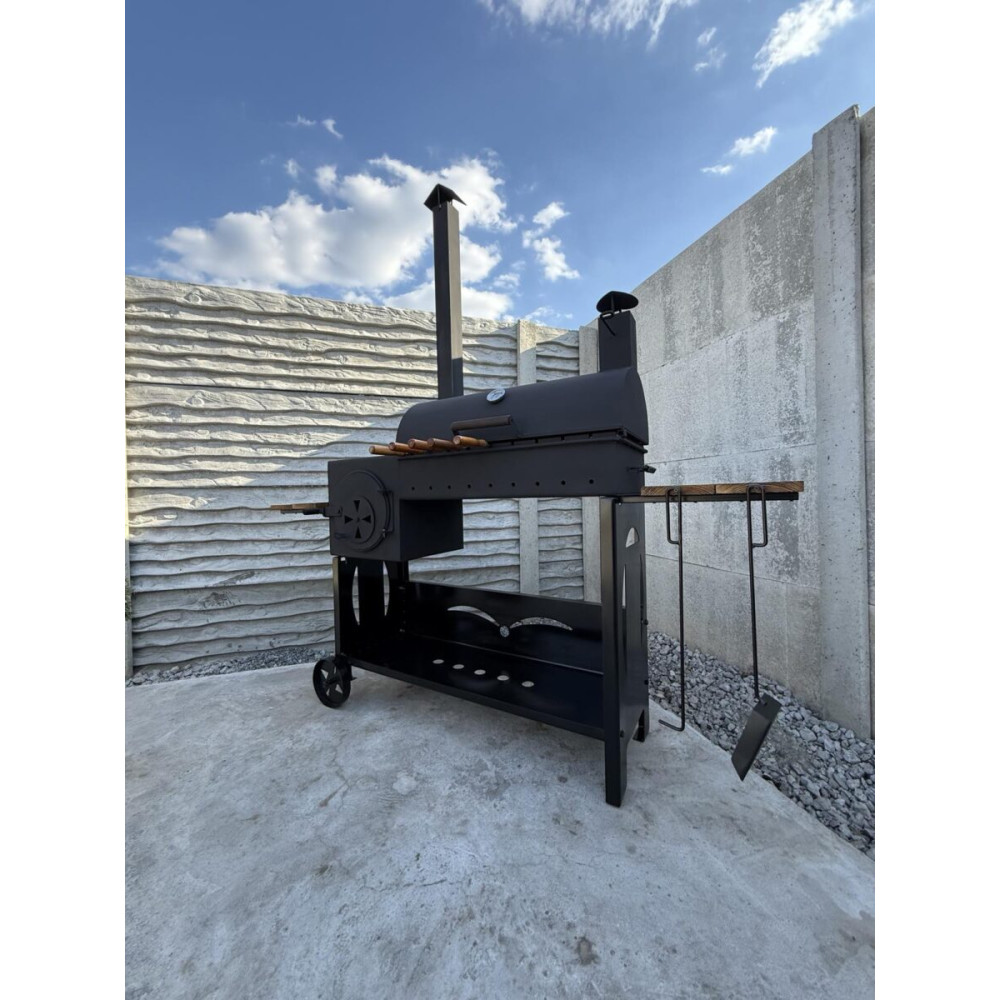 Мангал коптильня Vulkan Bent з піччю під казан, з димоходом, 5 мм