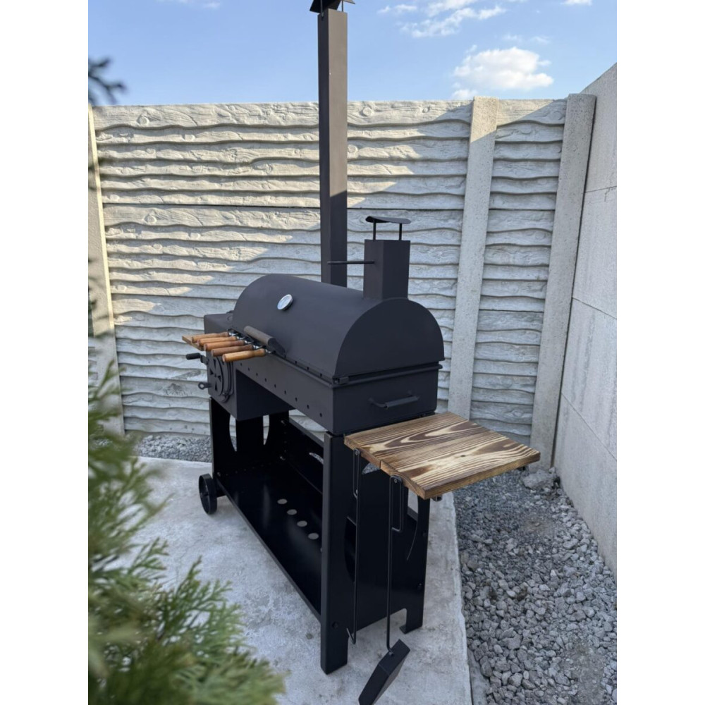 Мангал коптильня Vulkan Bent з піччю під казан, з димоходом, 5 мм