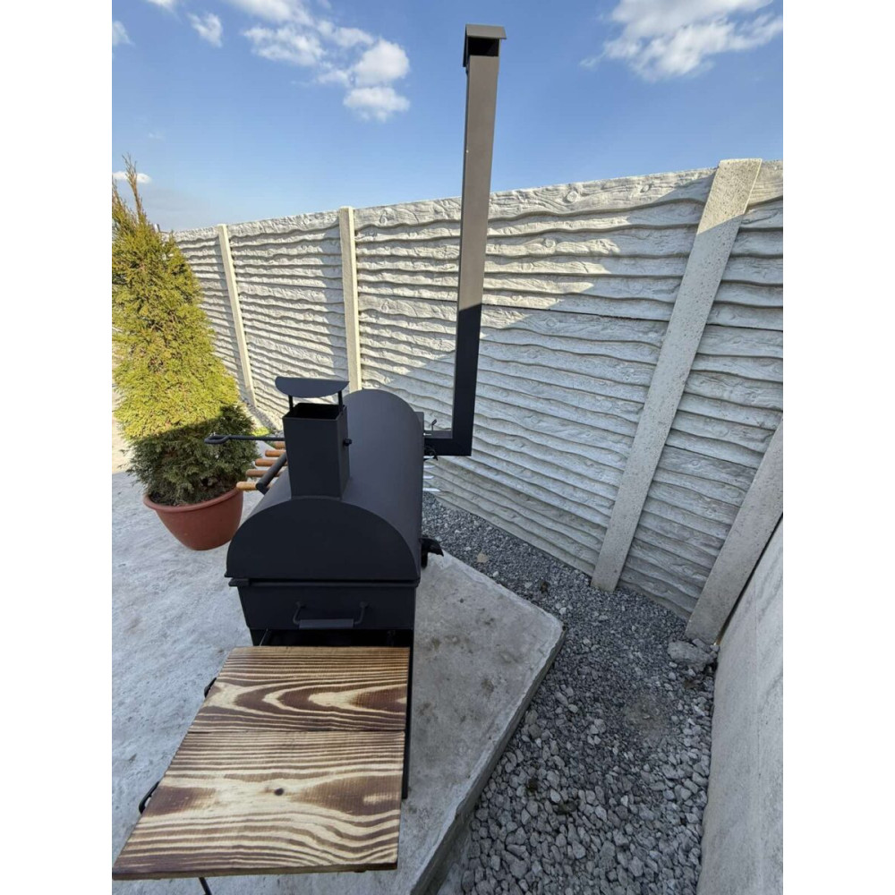 Мангал коптильня Vulkan Bent з піччю під казан, з димоходом, 5 мм