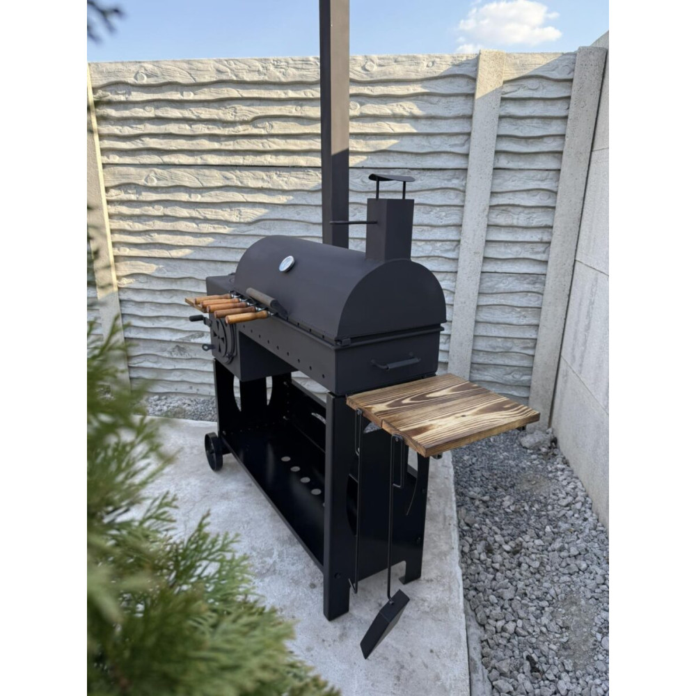 Мангал коптильня Vulkan Bent з піччю під казан, з димоходом, 5 мм