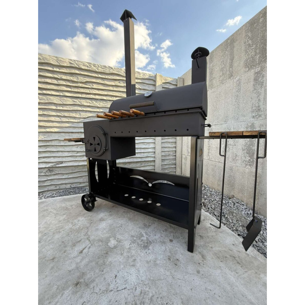 Мангал коптильня Vulkan Bent з піччю під казан, з димоходом, 5 мм