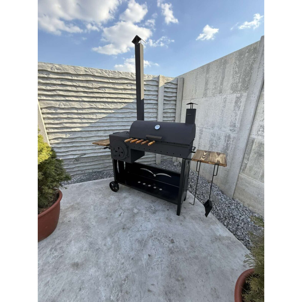 Мангал коптильня Vulkan Bent з піччю під казан, з димоходом, 5 мм