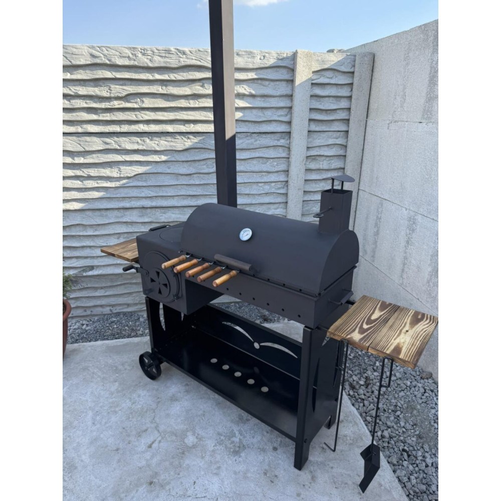 Мангал коптильня Vulkan Bent з піччю під казан, з димоходом, 5 мм