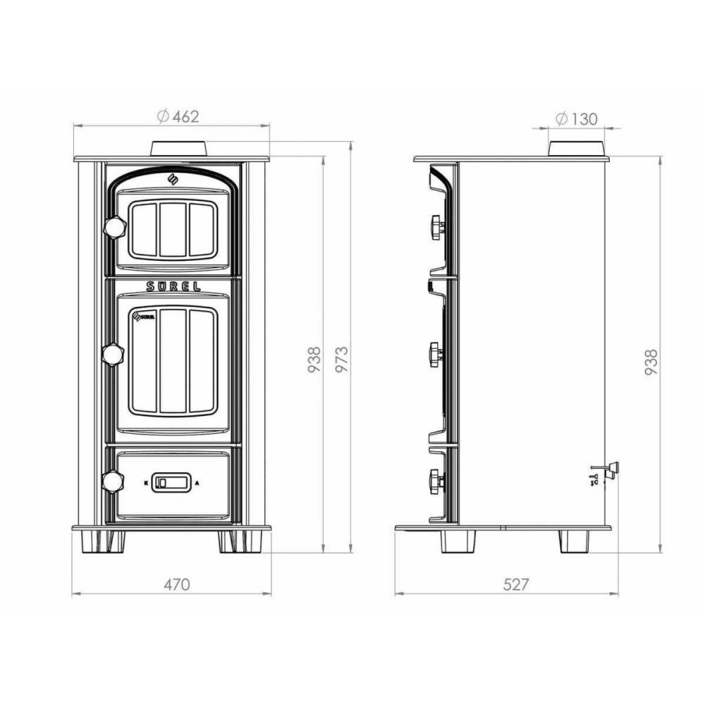 Печь камин Duval EK-5109BL с чугунной плитой и духовкой