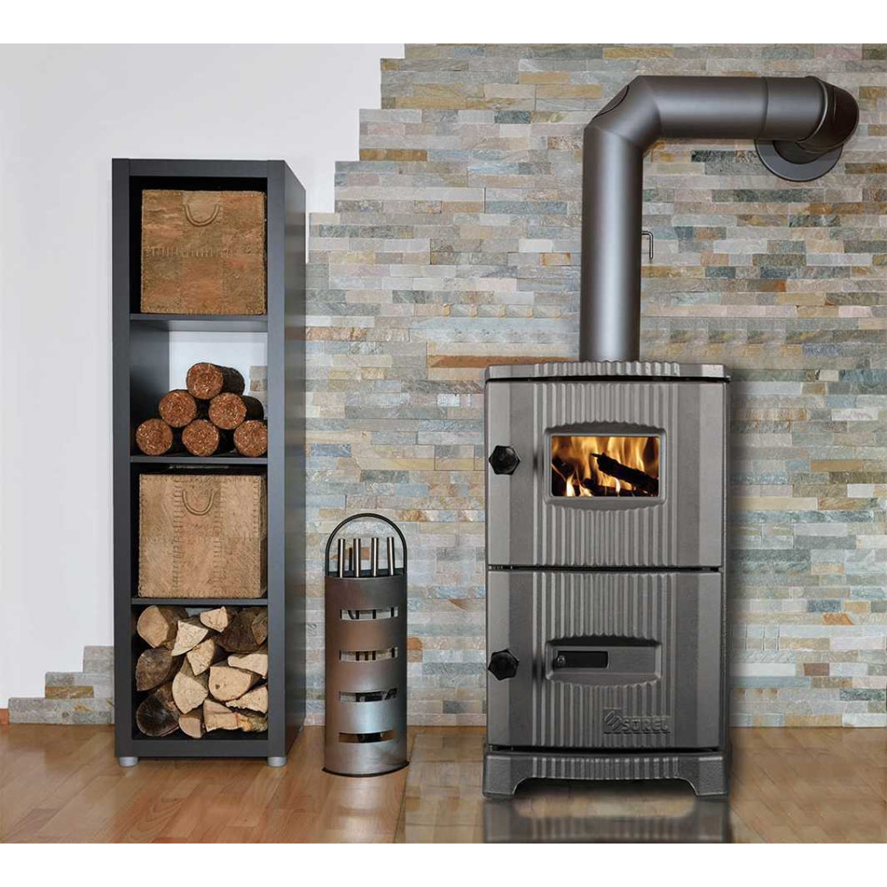 Печь буржуйка Duval EM-5150BL (BLACK EDITION) со стеклом