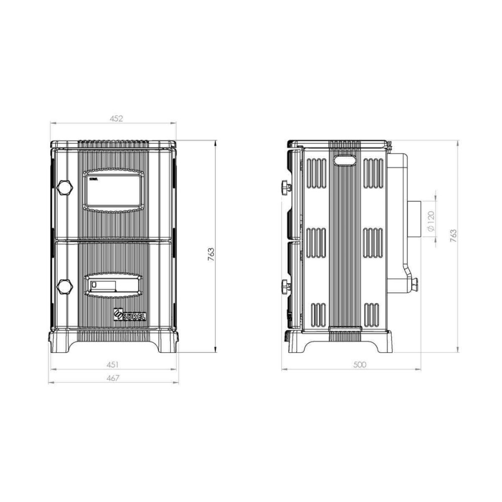 Печь буржуйка Duval EM-5150BL (BLACK EDITION) со стеклом