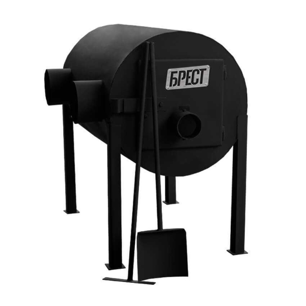 Піч буржуйка Брест 350 м3. 7мм. З горизонтальними патрубками