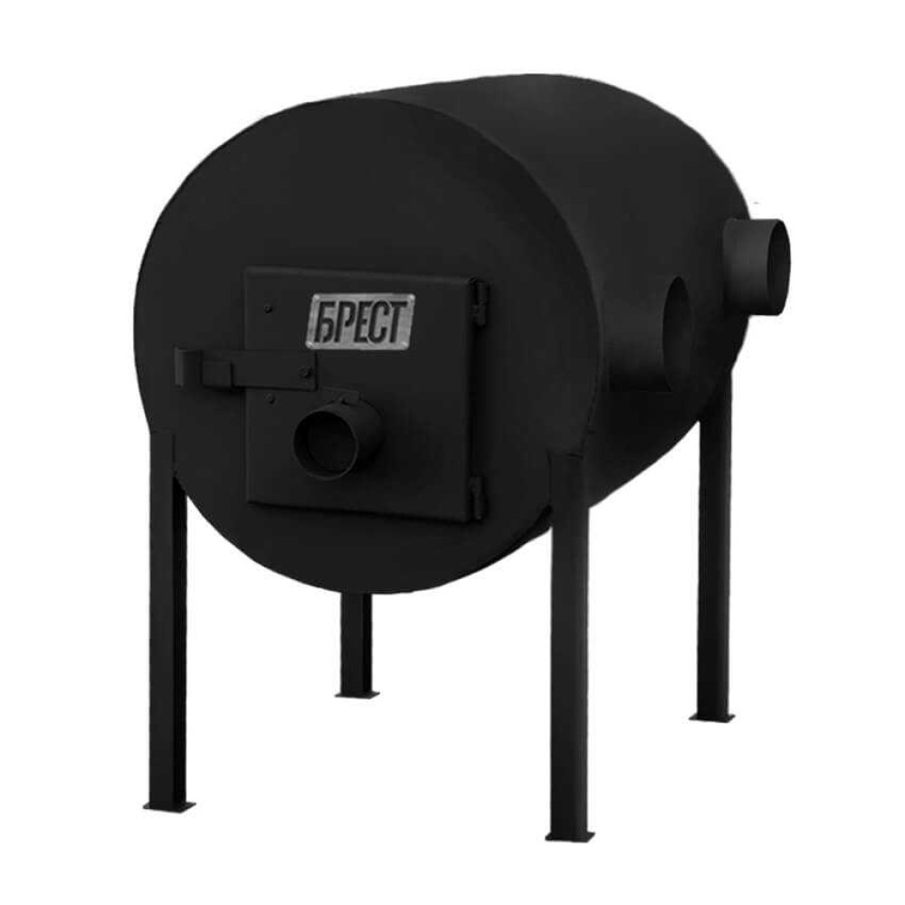 Піч буржуйка Брест 500 м3, 8 мм. З горизонтальними патрубками