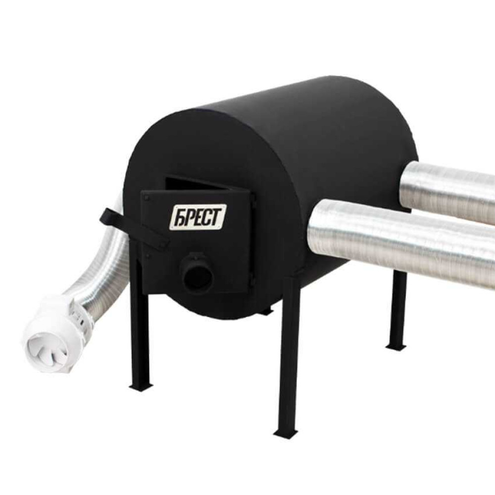 Піч буржуйка Брест 500 м3, 8 мм. З горизонтальними патрубками