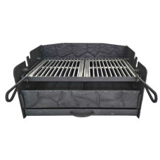 Чавунний мангал «Камінці» з решіткою гриль та підставкою під казан