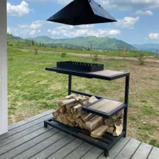 Мангал лофт PAN "Степ" зі столиком на 12 шампурів