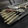 Набор шампуров PREMIUM VIP + вилка, нож ручной работы в деревянном кейсе 11
